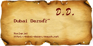 Dubai Dezső névjegykártya